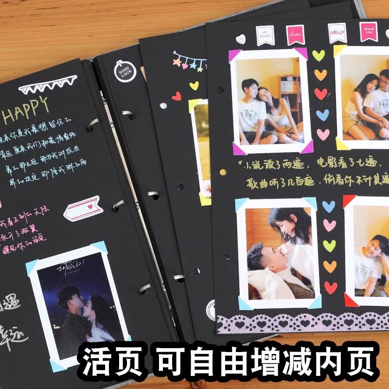 Loose-Leaf Hand Account Book Retro A4 Diary Growth Record Po Book Metal Ring Buckle Removable Replacement Core Notebook - Image 5